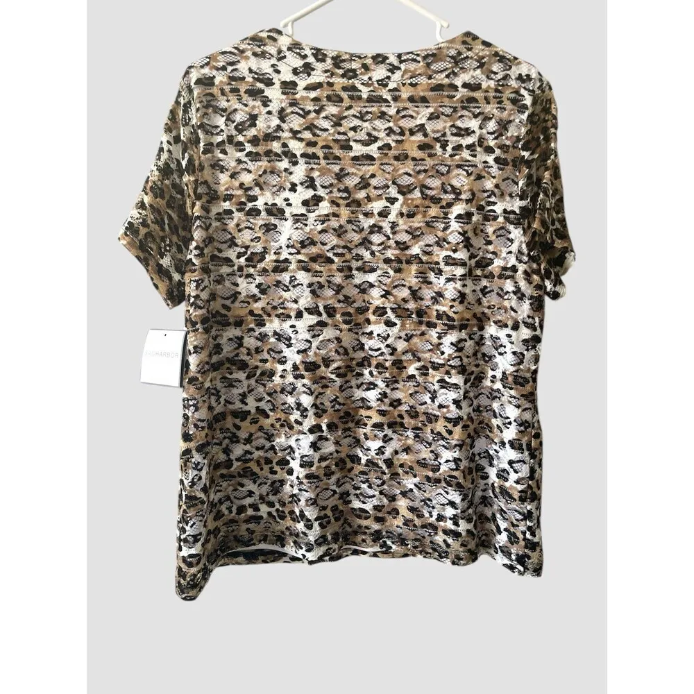 Sag Harbor Shirt Women's Size XL Leopard Embellished Neckline Short Sleeve NWT - Image 4