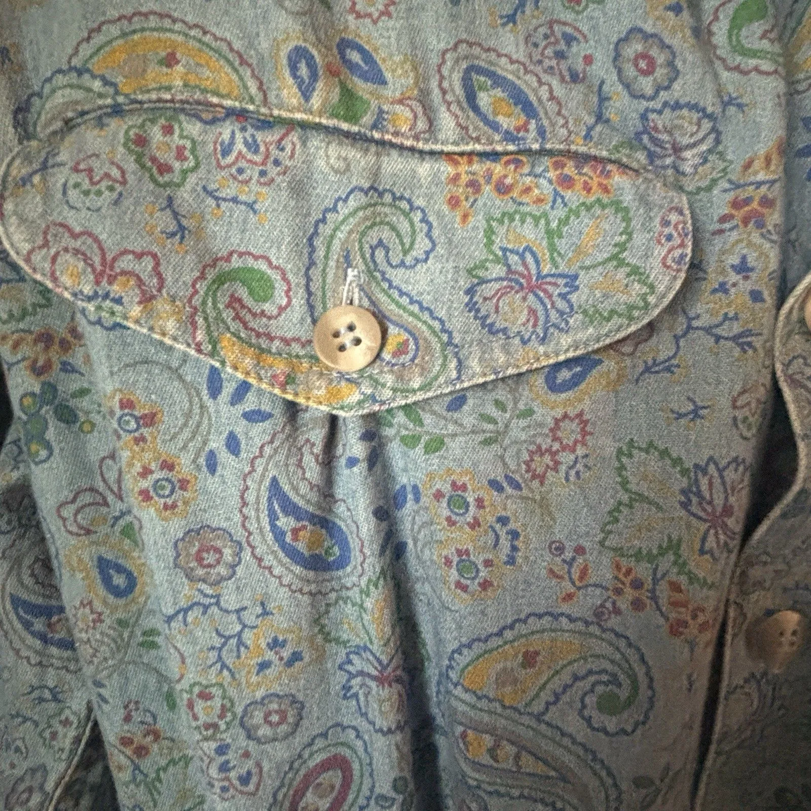 Vtg 90s Liz Claiborne Lizwear Denim Shirt Dress Midi Western Cottagecore S/M - Image 9