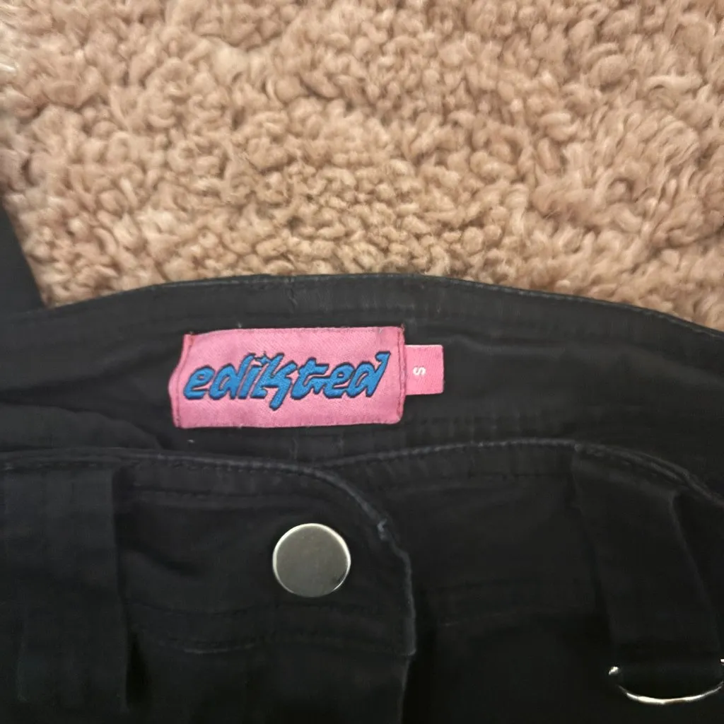 Y2K Edikted Sia Low Rise Cargo Pants Black Womens Sz Small GenZ Utility Goth $92 - Image 3