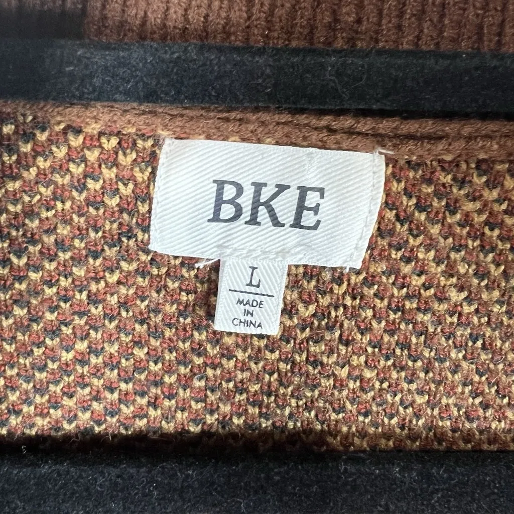 BKE Western Pullover Sweate 3/4 Zip‎ Women’s Size Large Boho Aztec Brown Soft - Image 7