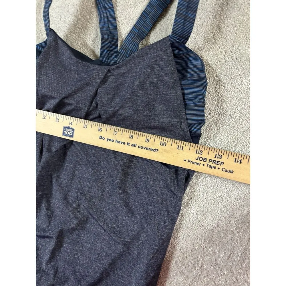 Lululemon Rest Less Tank Womens 6 Heathered Inkwell Racerback Bra Drawstring Euc - Image 5