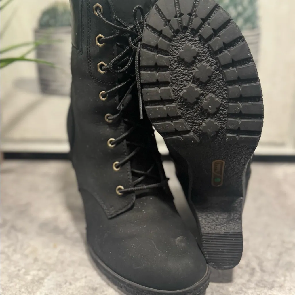 Timberland Glancy Earthkeepers Black Leather Heeled Boots Size 7.5 - Image 7