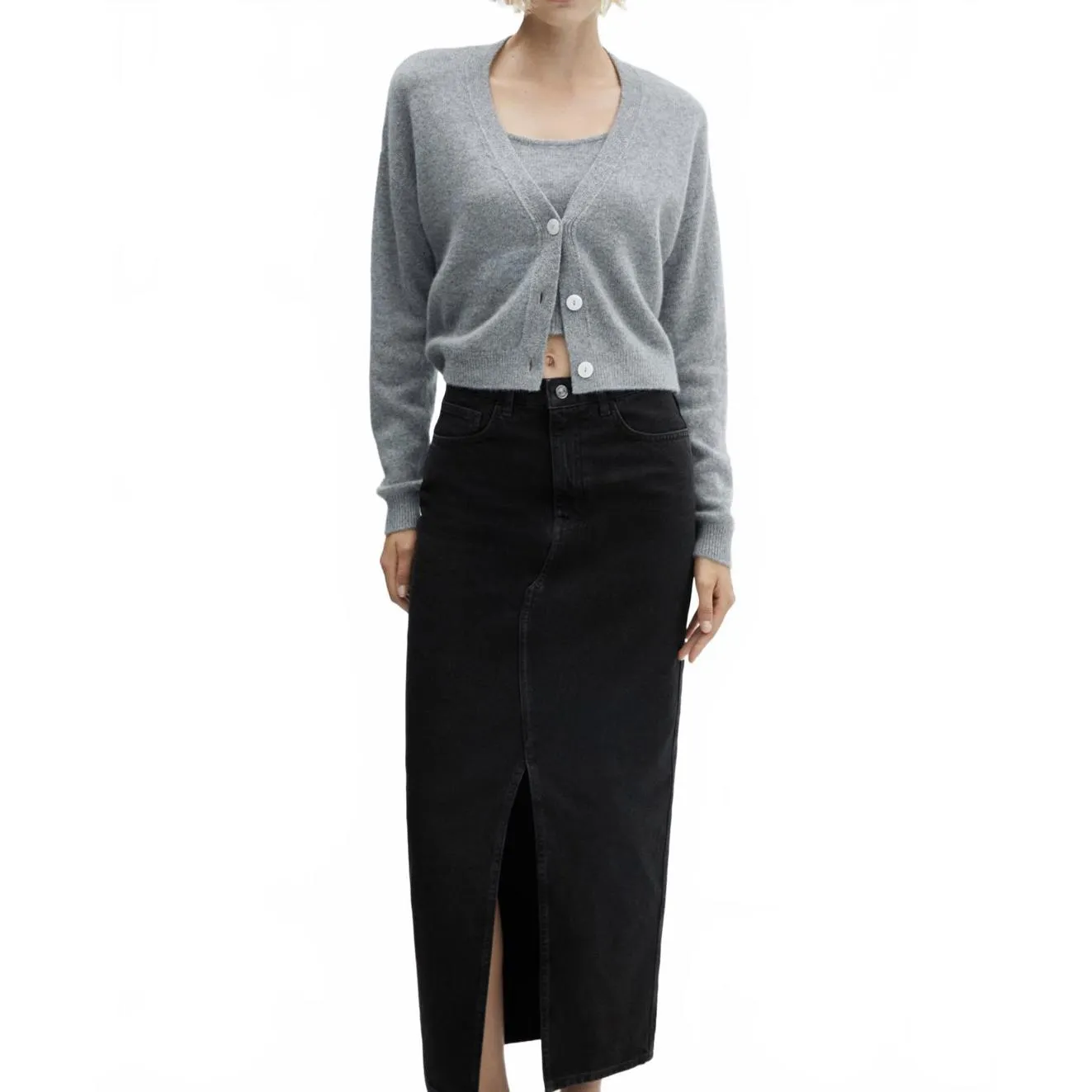 Mango Slit Denim Skirt NWT Matilda Black Wash Small - Image 4