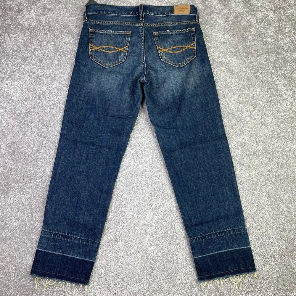 Abercrombie & Fitch Jeans Women's 24 Blue Boyfriend Straight Relaxed Dark Denim - Image 4