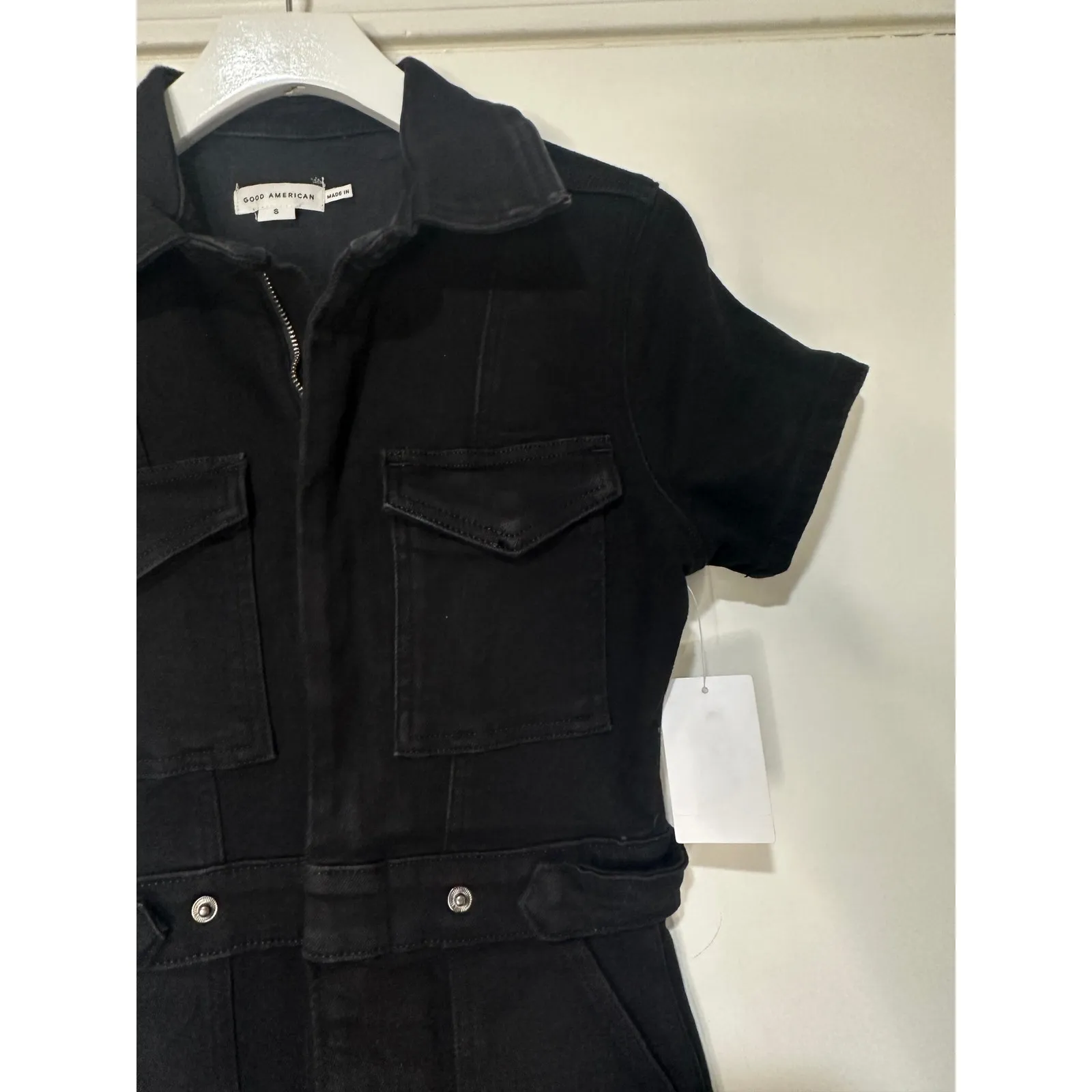 Good American Fit for Success Denim Jumpsuit Black Small NWT Nordstrom Stretchy - Image 4