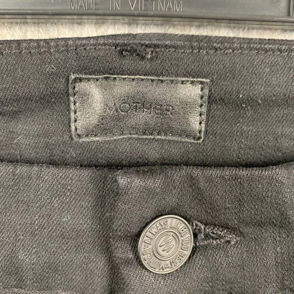 Mother The Looker Ankle Fray Women's 25 Black Distressed Stretch Skinny Jeans‎ - Image 2