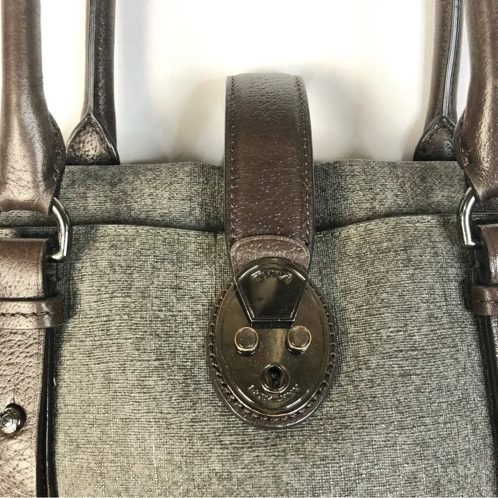 Tumi Villa Viverone Gray & Brown Leather Trimmed Business Tote - Image 5