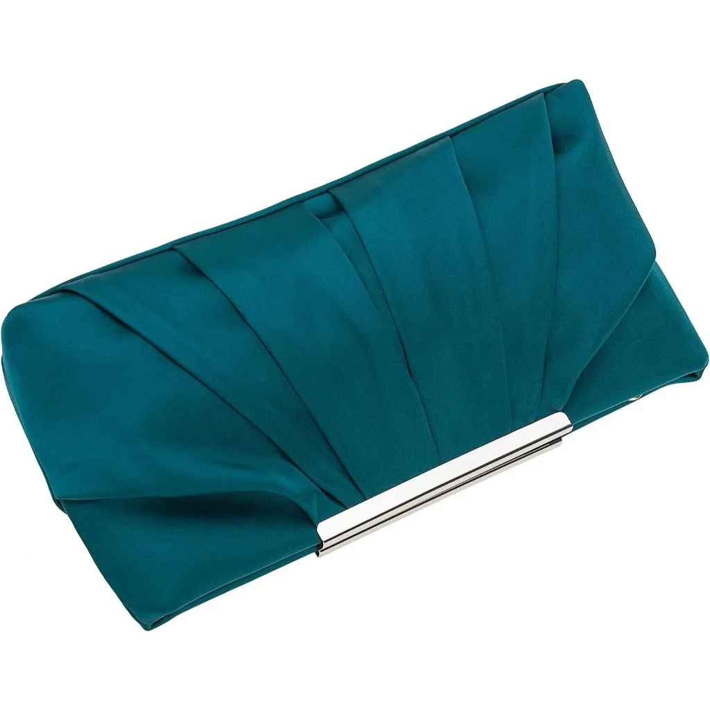 ⚡ Women's Elegant Evening Pleated Satin Simple Classy Formal Green Clutch Bag - Image 5