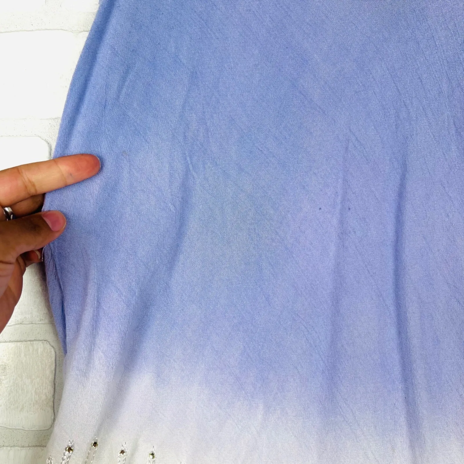 Raya Sun Blue Ombre Boho Sleeveless Tunic Top with‎ Embellished Detail Size L - Image 4