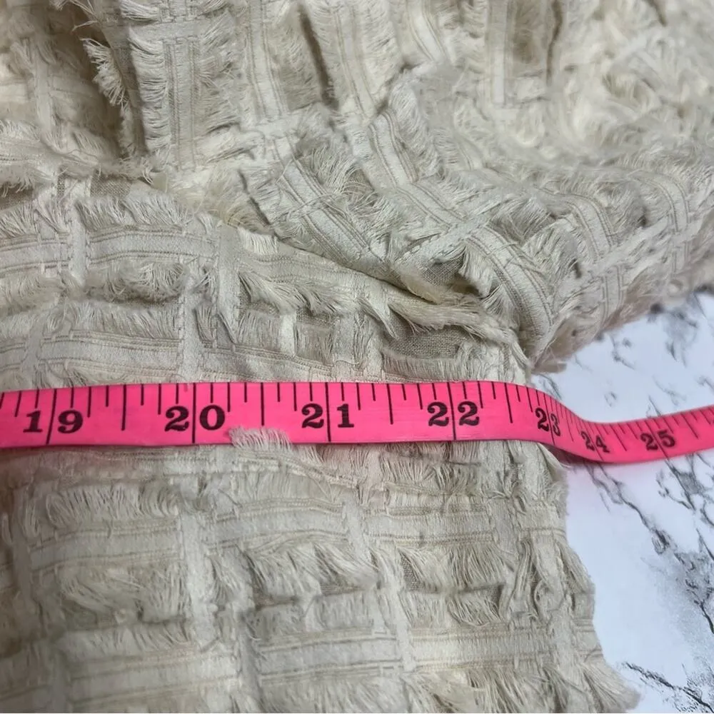 Lafayette 148 Ramira Fringe Linen Blazer Open Front Cream Light Academia Sz XL - Image 7