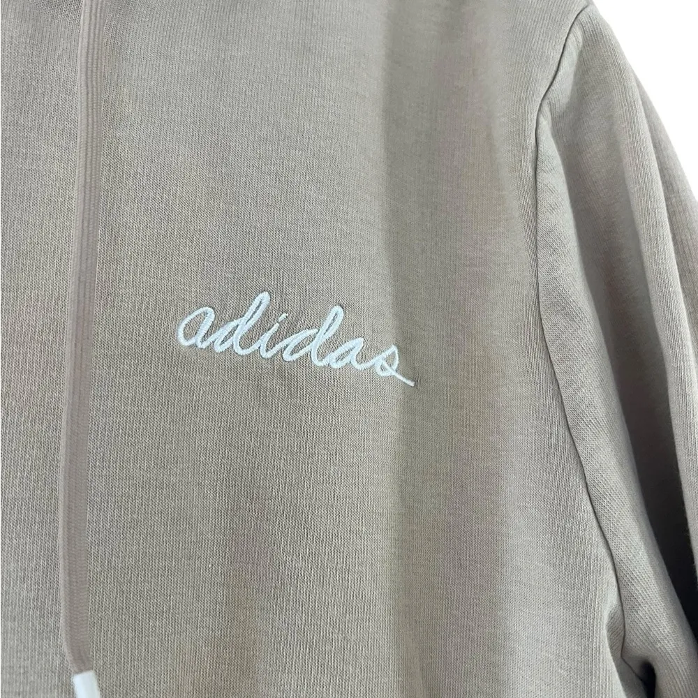 Adidas Woman’s Khaki Hoodie Sweatshirt Embroidered Logo - Image 2