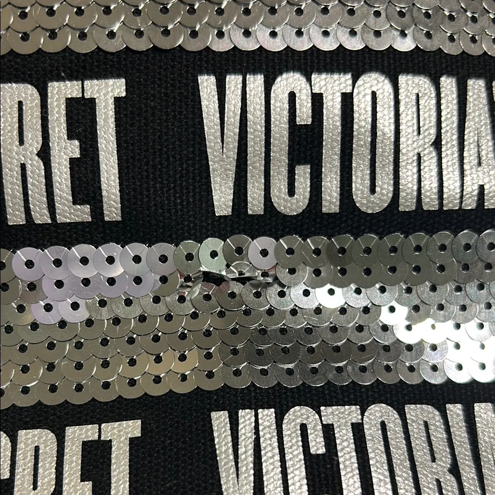 Victoria’s Secret 2018 Black & Sequined Canvas Tote Bag - Image 6