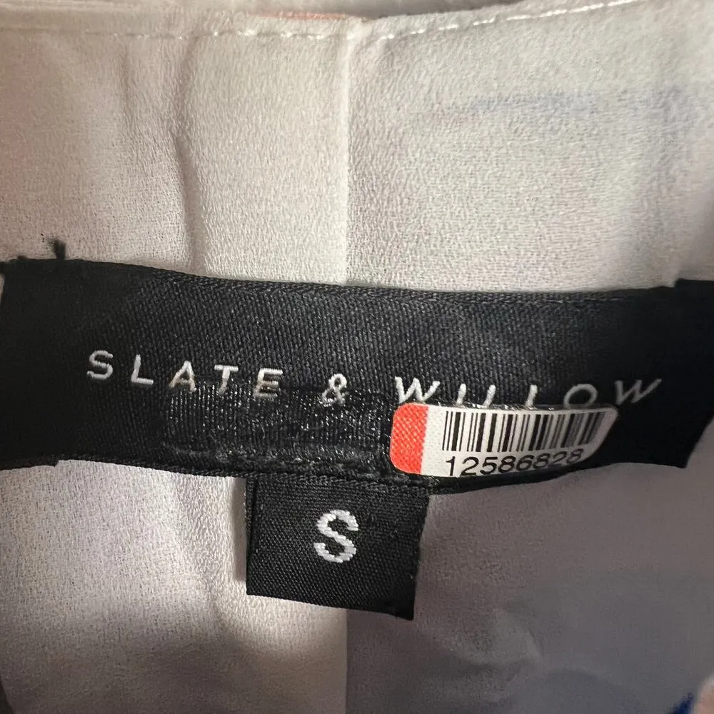 Slate & Willow Blue Tropical Leaf Print Handkerchief Hem Sleeveless Dress Size S - Image 14