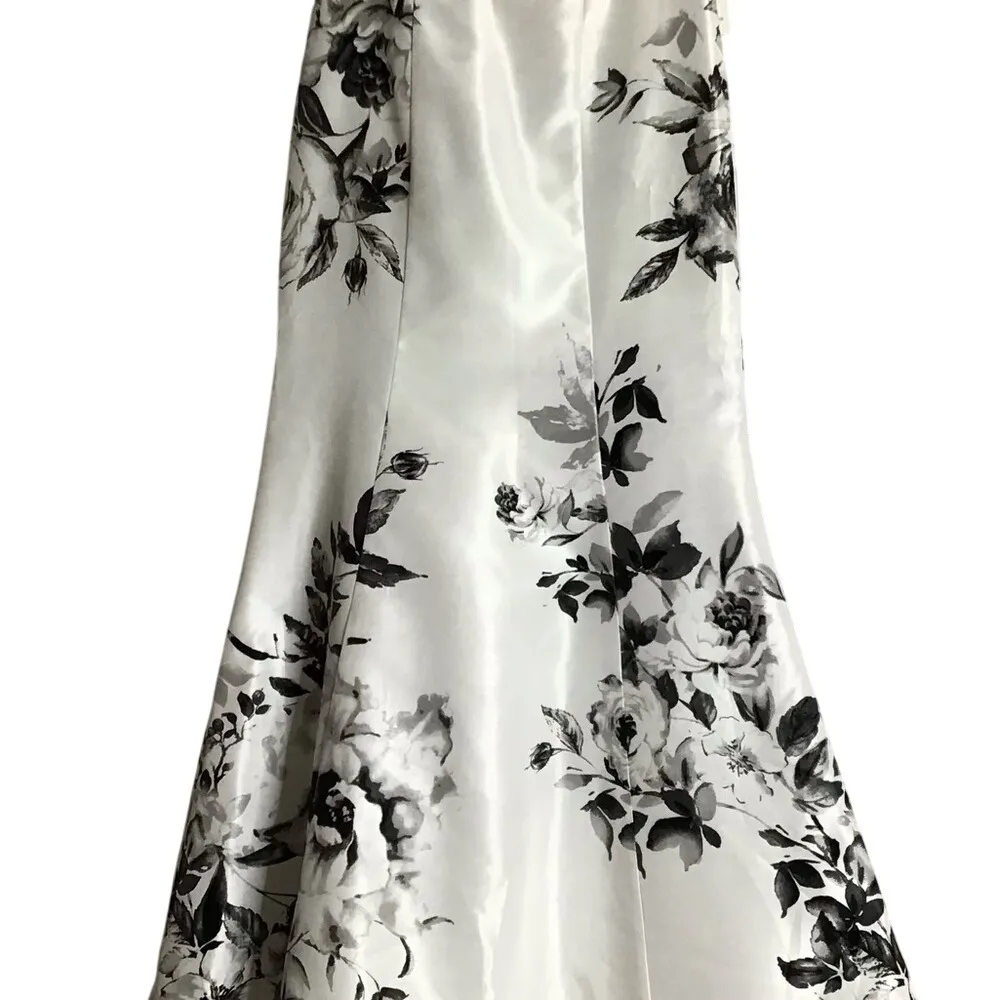 Black Lace Beaded Halter Top &‎ Floral Print Maxi Skirt Two Piece Formal - Image 4