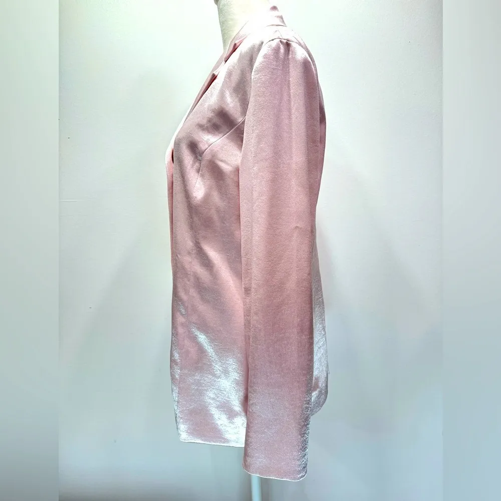 Chico’s Soirée Shine Laraina Jacket Shimmery Pink Long Blazer Size 1/M Barbie - Image 4