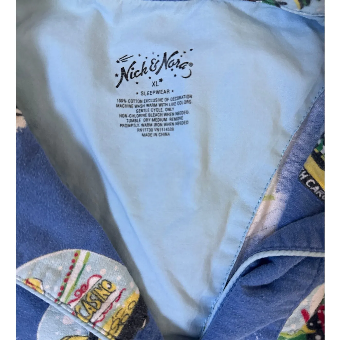 Nick & Nora Unisex Pajama Set SNOW GLOBES Size XL X-Large Flannel Top & Bottoms - Image 2