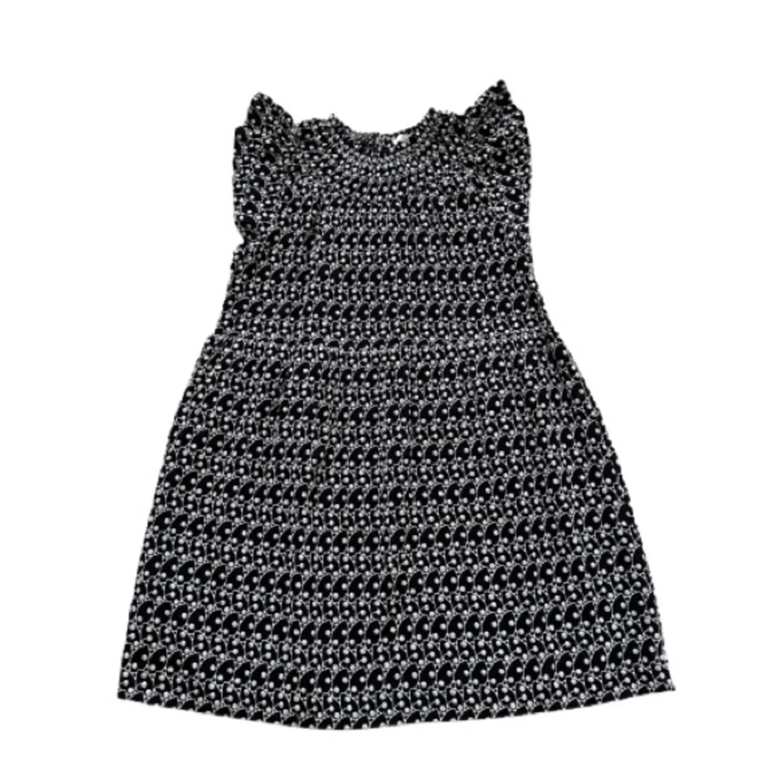 Loft Dress Black White Eyelet Embroidered Smocked Yoke Ruffle Sleeve Size LP NEW - Image 12