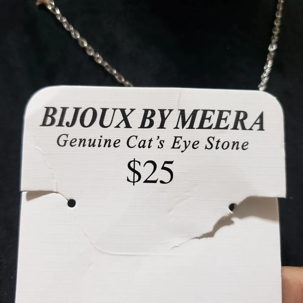 Bijoux by Meera Womens Genuine Eye Cat Stone Pendant Necklace Gold - Image 5