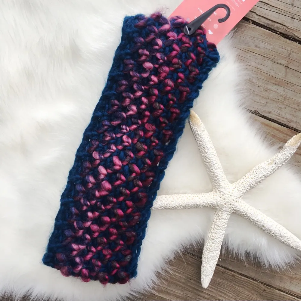 BOUTIQUE Chunky Cable Knit Ear Warmer Headband Teal OS New Winter Blue - Image 3