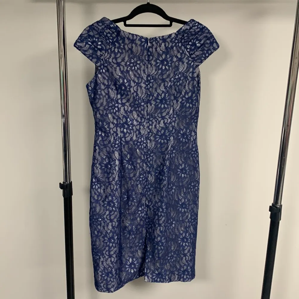 Patra Blue & Silver Lace Dress Size 6 - Image 5