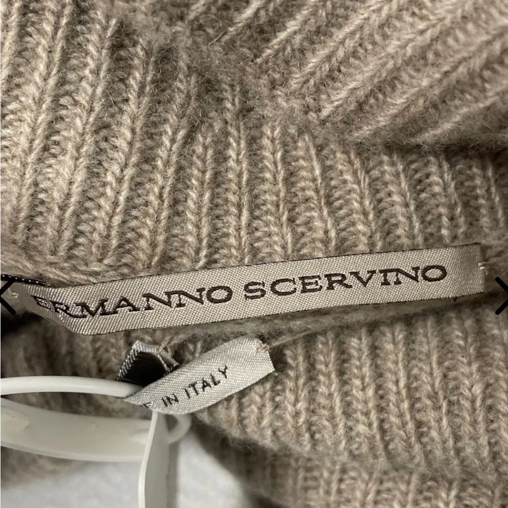 *NWT* Ermanno Scervino Luxury Sweater | Made in Italy | Tie Sleeve Wool/Casmere Tan Size 8 - Image 8