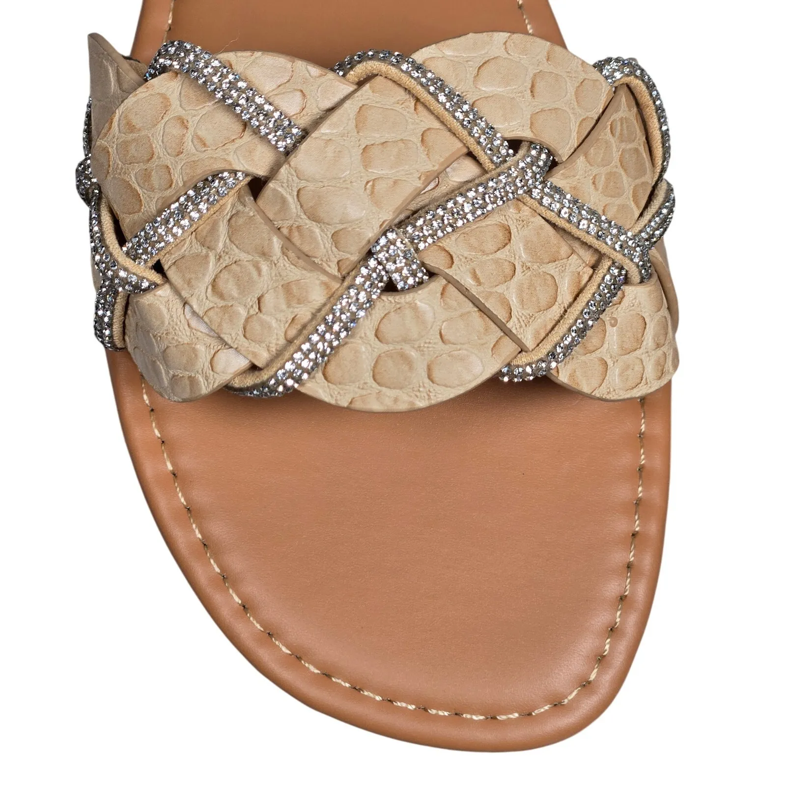 Yoki Alabama 20 Beige Rhinestone Woven Slide Sandals Women‎ Size 9 - Image 3