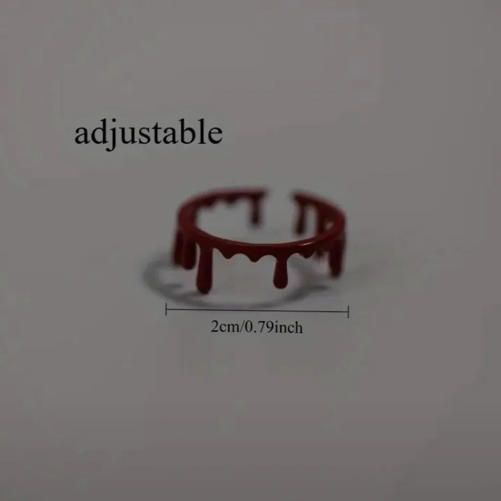 NEW Red Paint Blood Drip Dripping Adjustable Ring K - Image 4