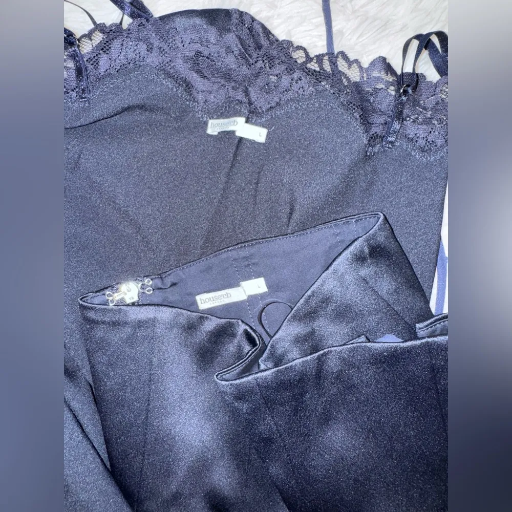 NWOT House of CB Soraya navy blue Satin Lace Corset Mini Dress sz L - Image 8