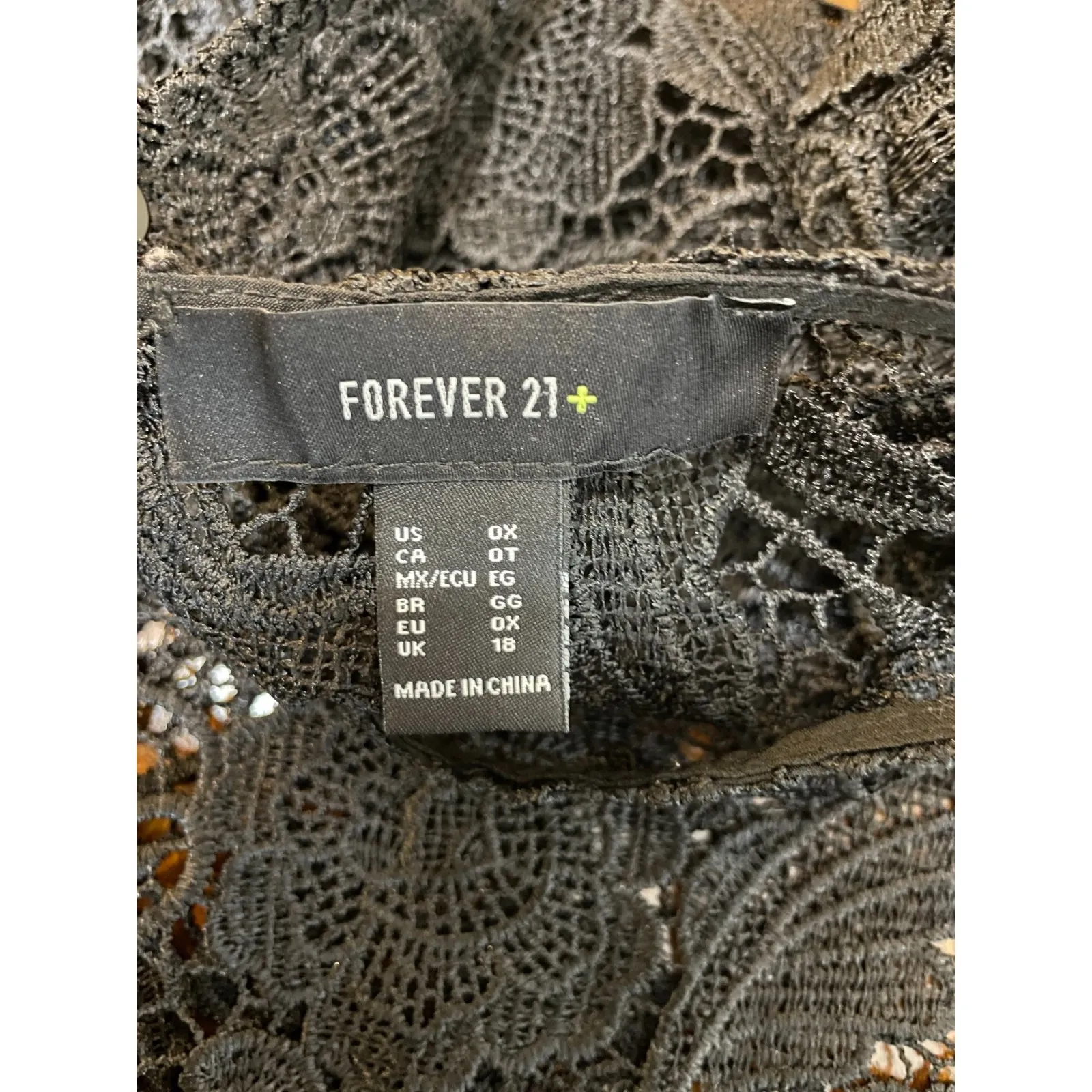 Forever 21 0X‎ US 14/16 Black Sheer Lace Fringe Top Blouse Whimsigoth Festival - Image 6