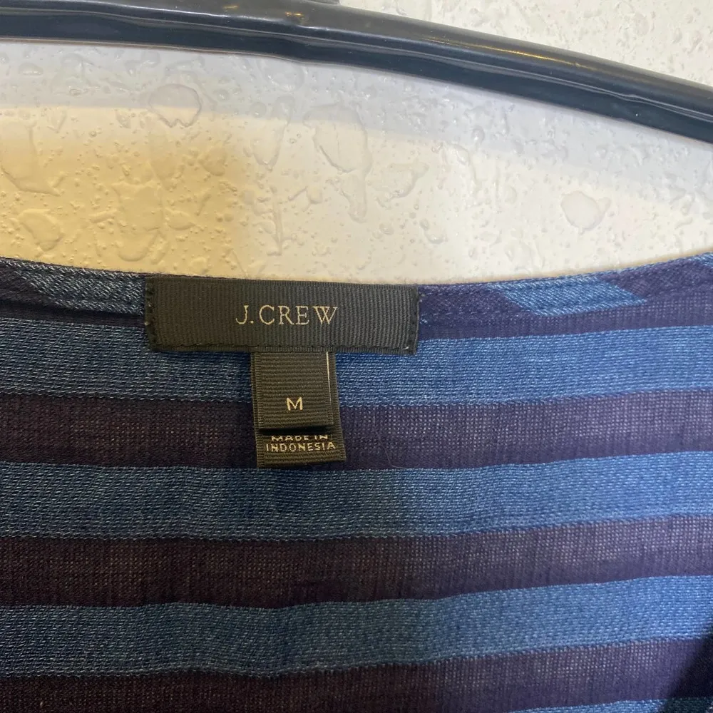 J. Crew Maxi Lightweight Blue Striped Kaftan Dress V-Neck EUC Sz M Cotton - Image 5