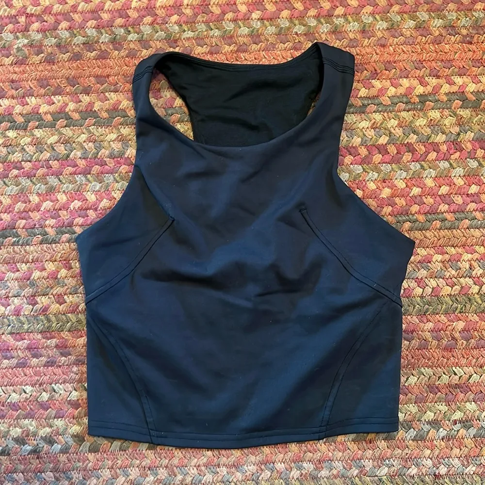 LULULEMON BLACK WUNDER TRAIN HIGH NECK RACERBACK CROP TANK TOP - Image 3