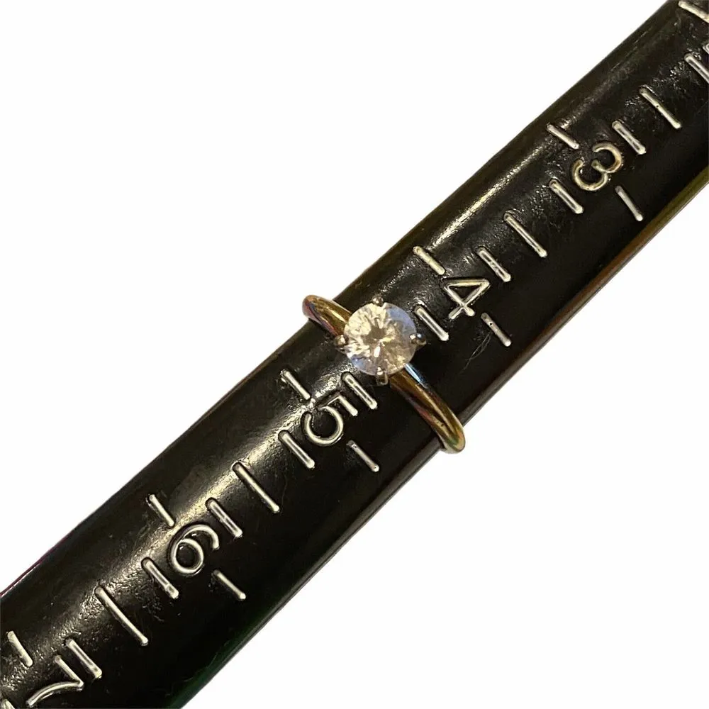 Fine 14K Yellow Gold 5mm Round Cut 4 Prong CZ Solitaire Engagement Ring Sz 4.5 - Image 7