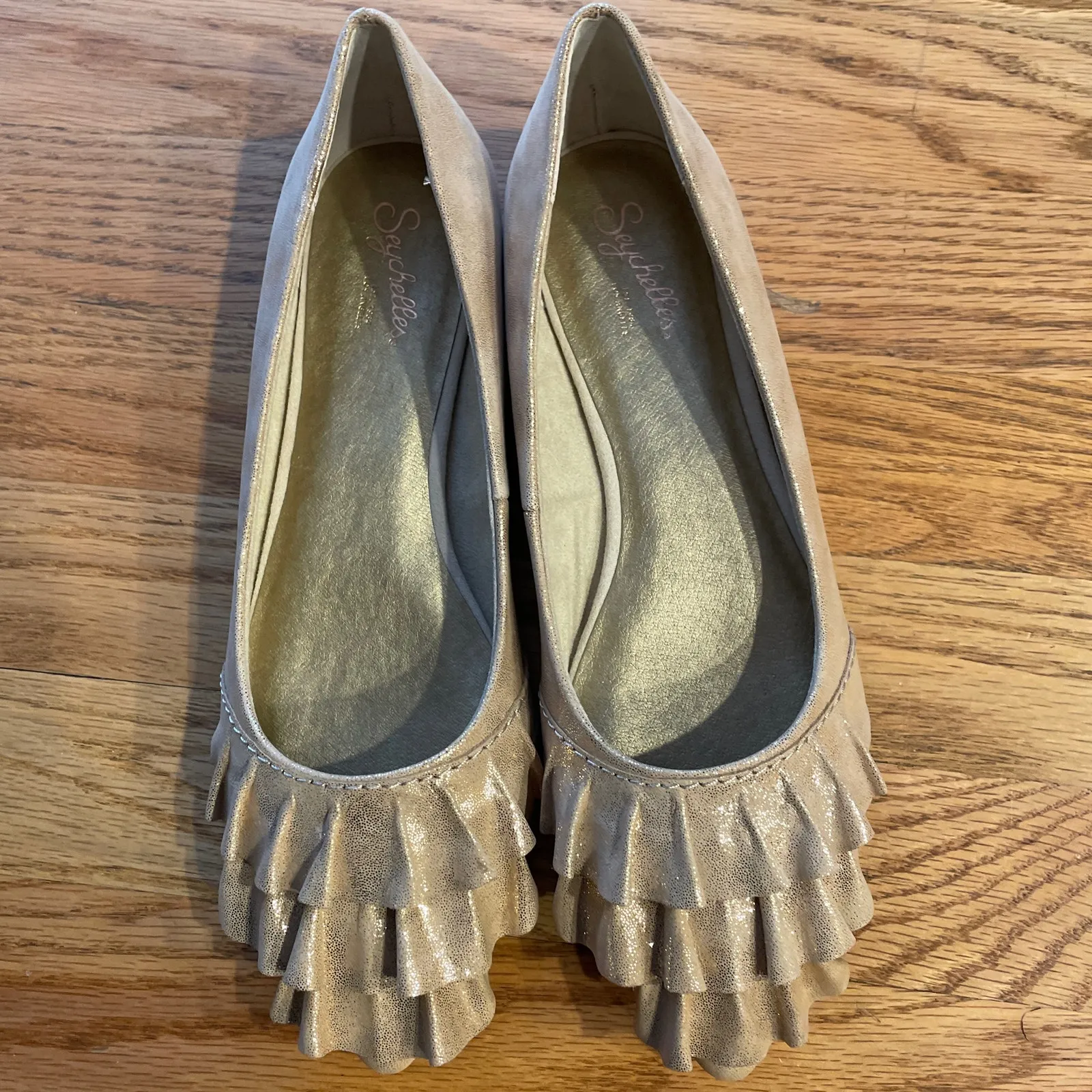 New Seychelles Anthropologie pointed toe flats gold metallic size 7.5 - Image 7