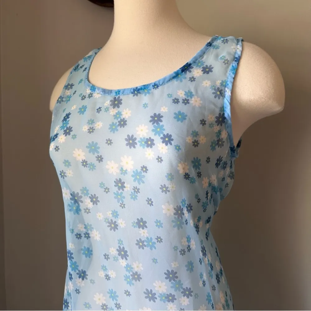 Vintage 1970s powder blue sheer dress - Image 2
