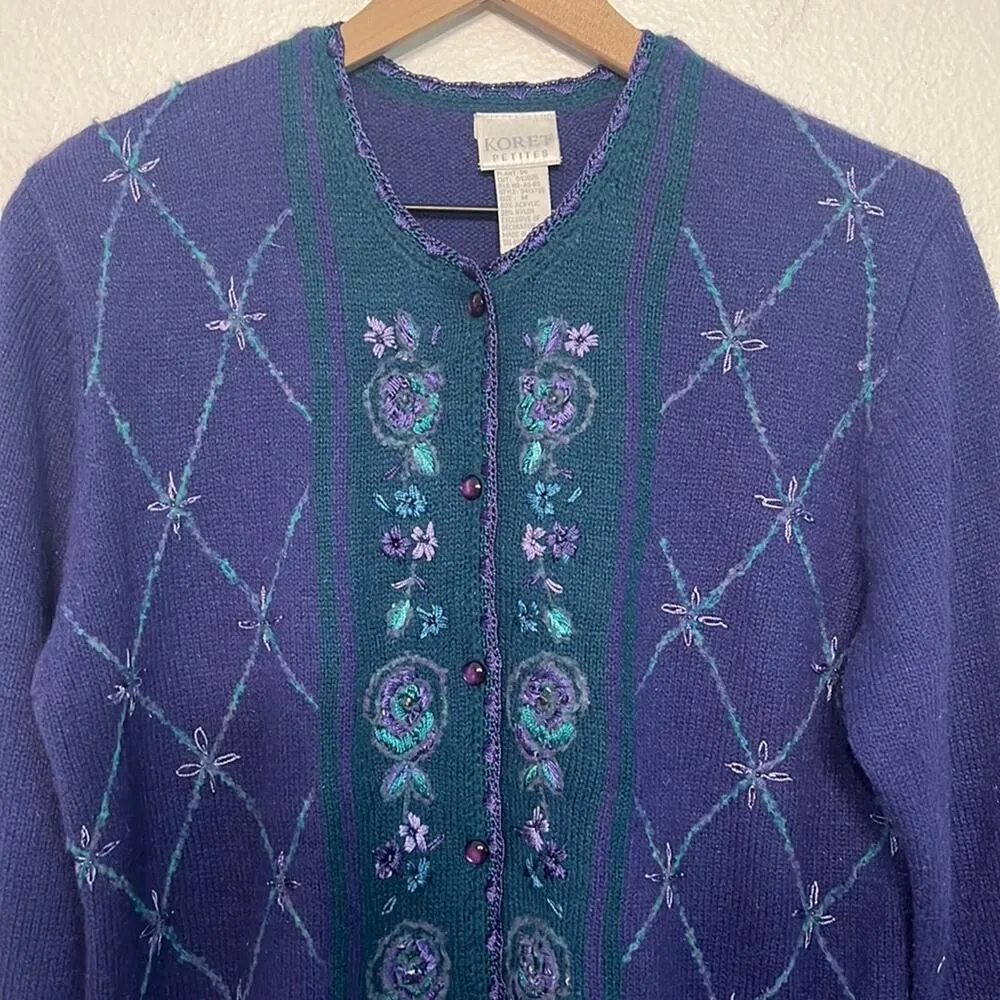 Vintage Womens Cardigan Sweater Medium MP Purple Long Sleeve Easter Grannycore Size undefined - Image 3