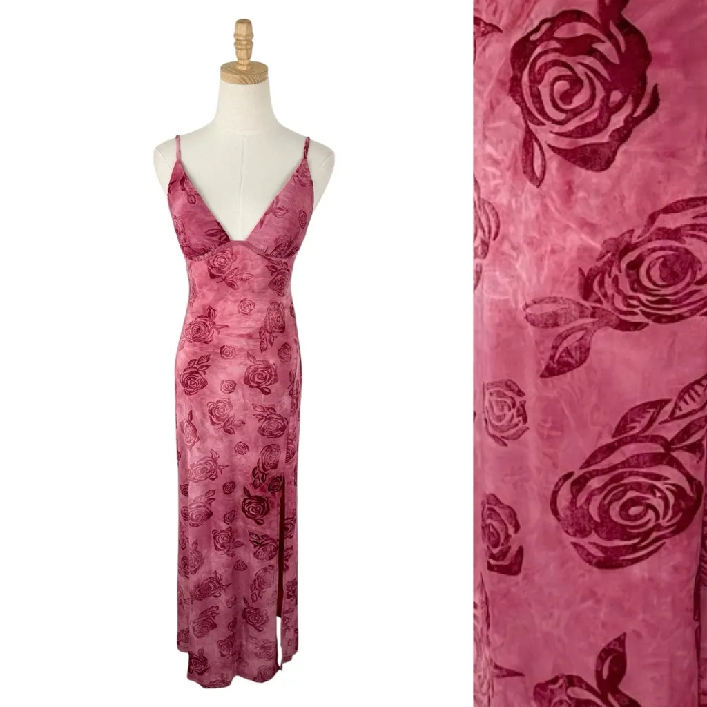 Hello Molly Found Myself Maxi Dress Pink Sz 4 NWT Floral Burnout Velvet - Image 3