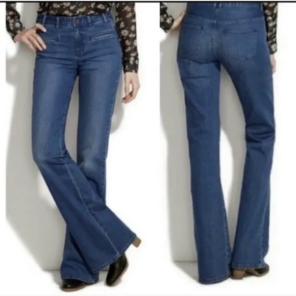 𝅺ALEXA Chung wide flare leg Jeans mid rise Size 24 blue - Image 2