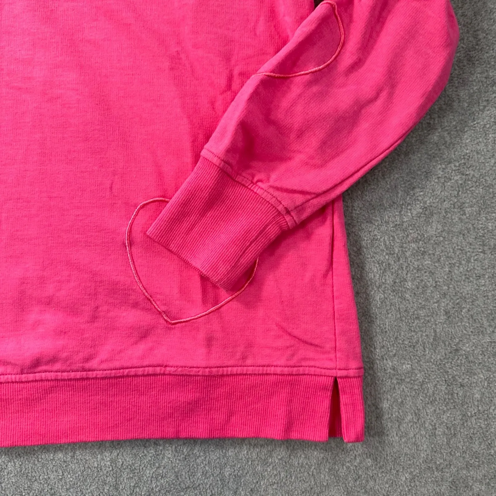 Jane & Delancey Embroidered Heart Crewneck Sweatshirt Pullover Womens Small Pink - Image 3