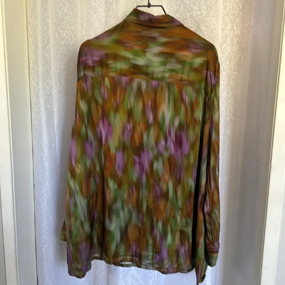ZARA  SATIN BUTTON DOWN SHIRT Sz: XXL - Image 2