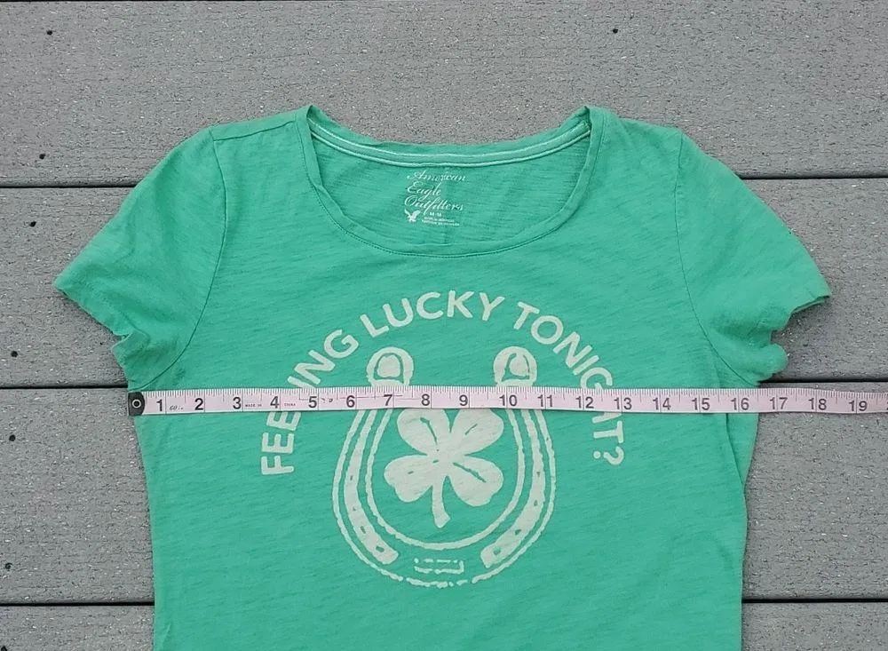 American Eagle Feeling Lucky Tonight Y2K Shirt Sleeve Graphic Tee - Image 5