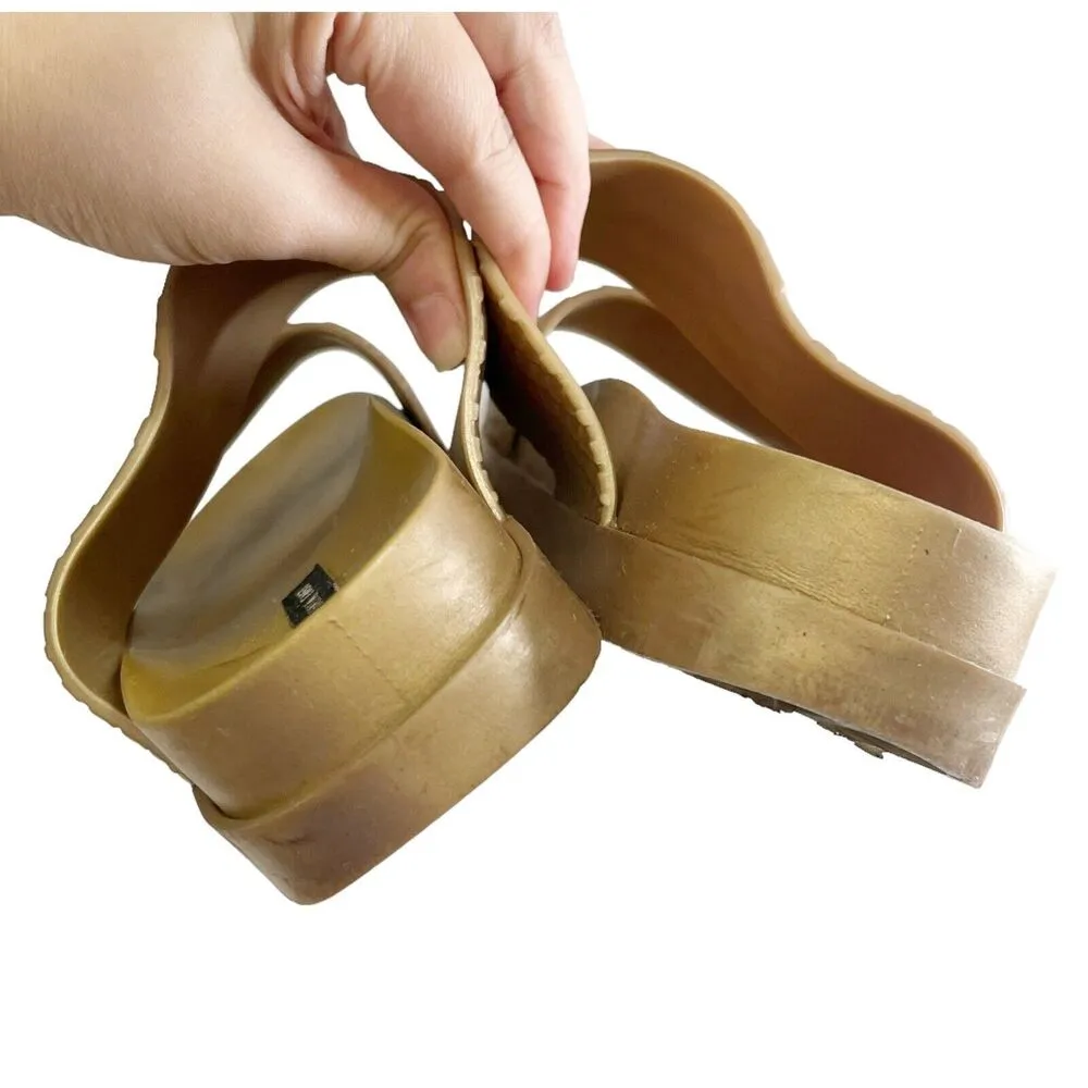 Melissa x Baja East Cosmic Python Embossed Slide Sandals PVC Gold Brown Size 9 - Image 9