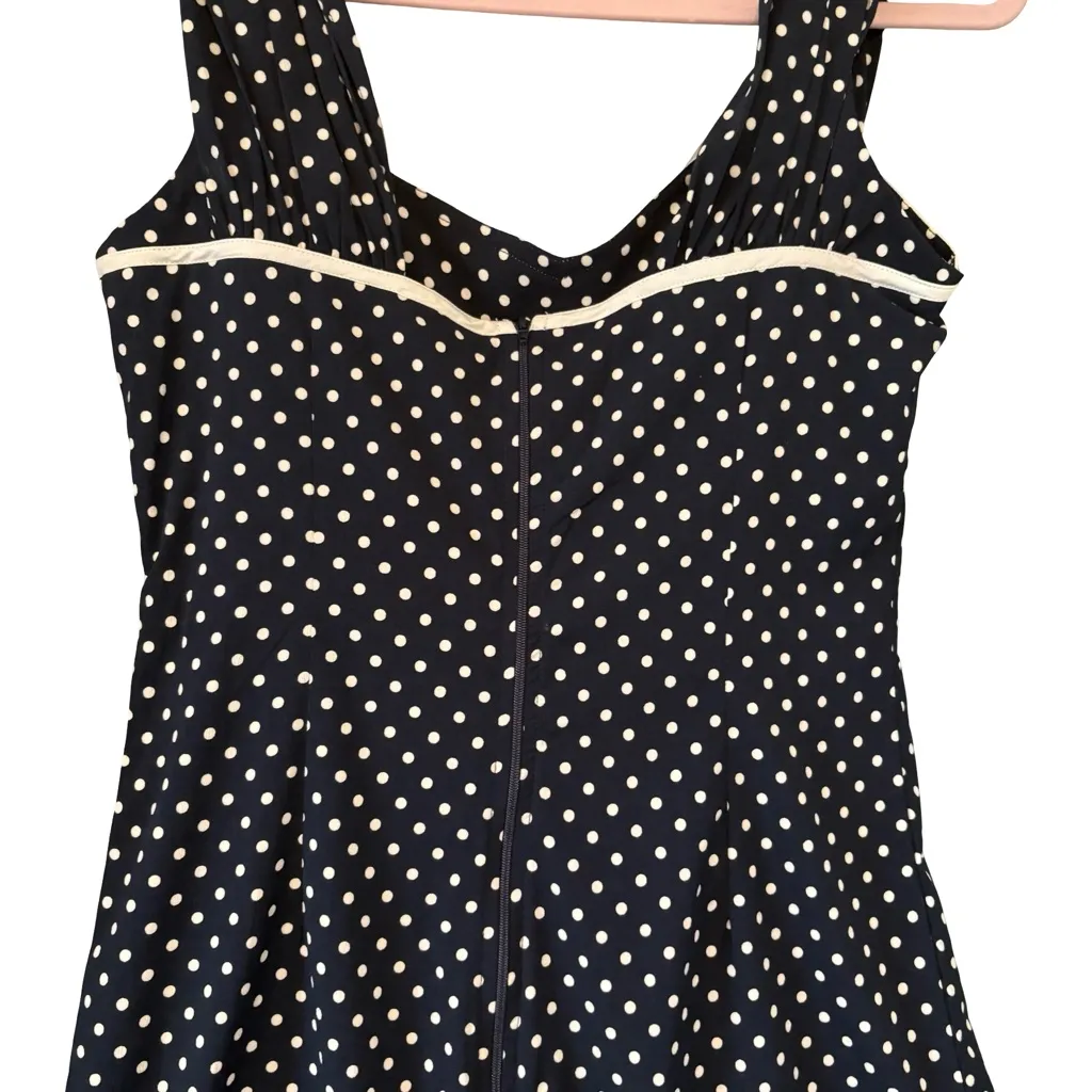 Hell Bunny Vixen Navy White Polka Dot Playsuit, Sz M - Image 6