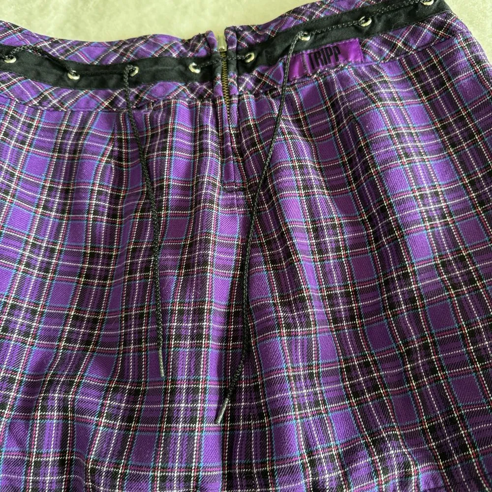 Vintage Tripp‎ NYC Mini Skirt Womens XS Goth Y2K Grunge Black Reversible Rare - Image 10