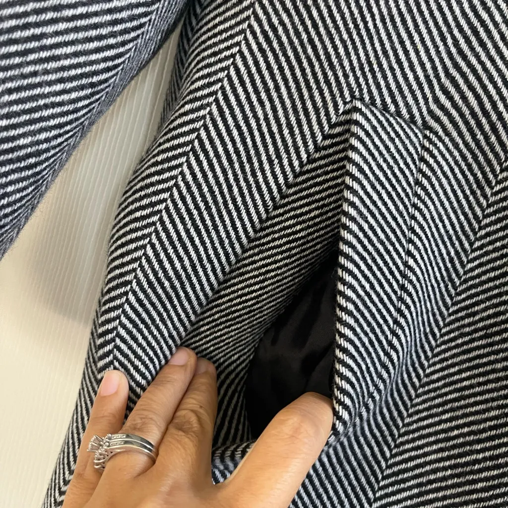 Women’s Madewell Averdon Coat in Herringbone Black White Insuluxe Fabric Size XS - Image 7