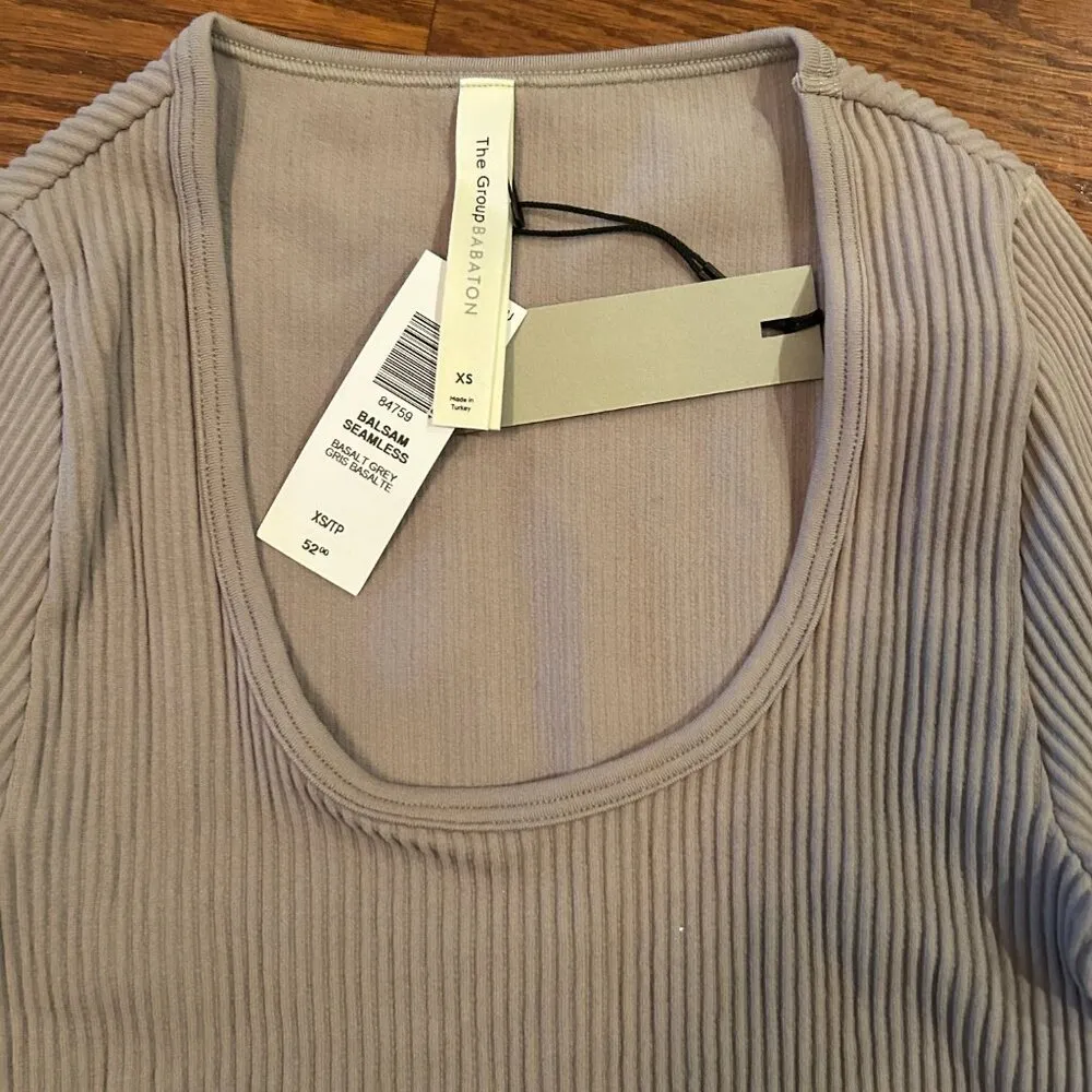 NWT Babaton Sculpt Ribbed Scoop Neck Cropped Longsleeve Size XS Seamless ARITZIA - Image 10