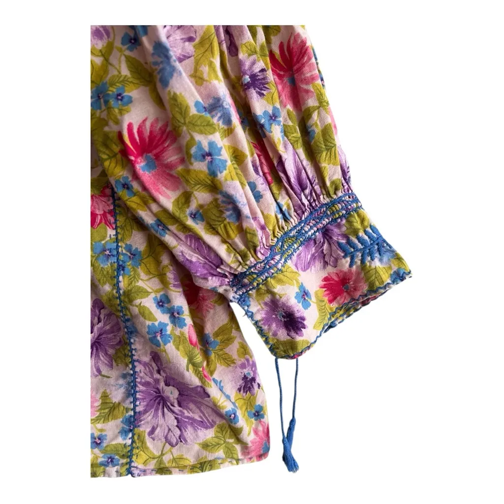 Floral embroidered boho top Medium Pink - Image 5