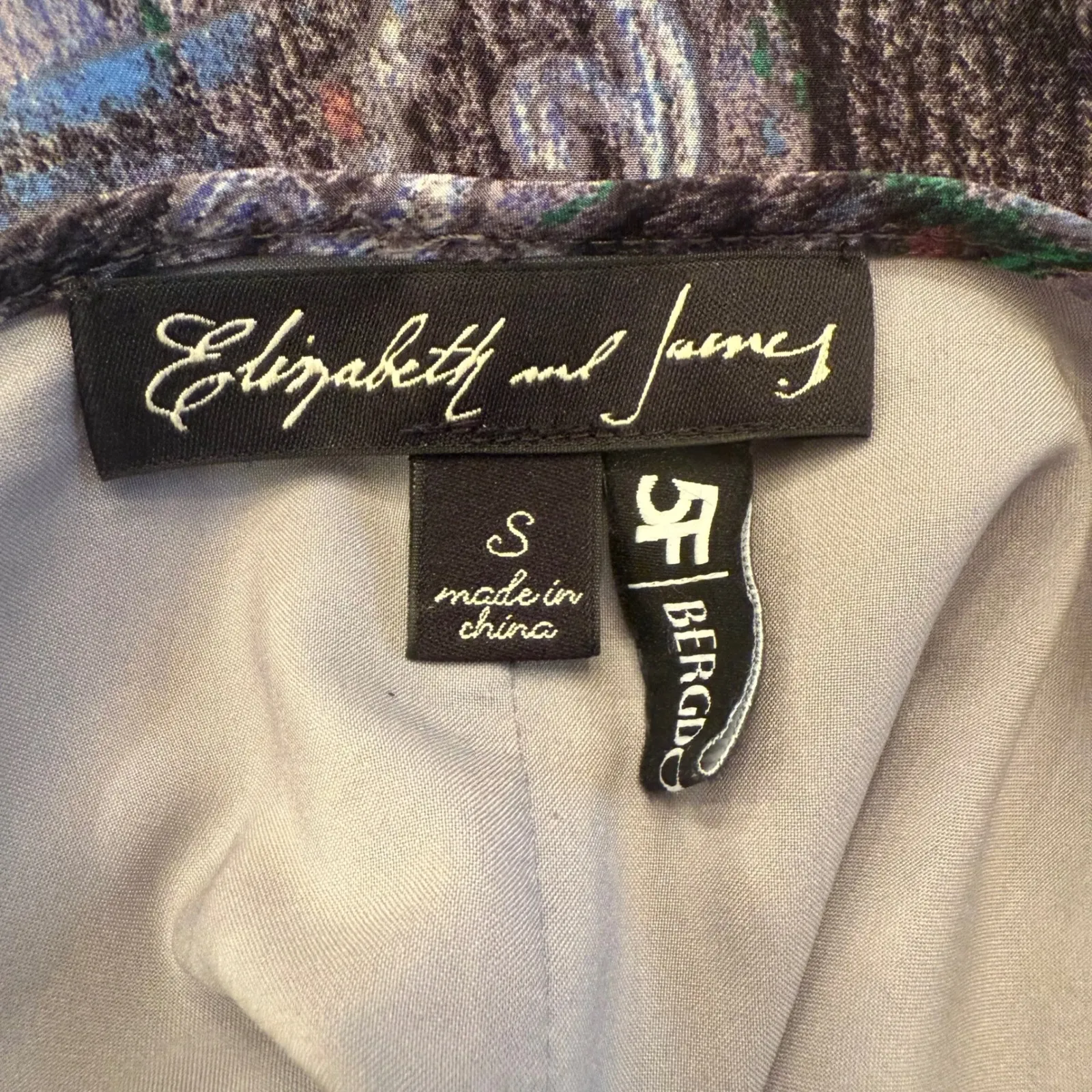 Elizabeth and James Silk Bell‎ Sleeve Dress Paisley Blue Green Size Small - Image 4