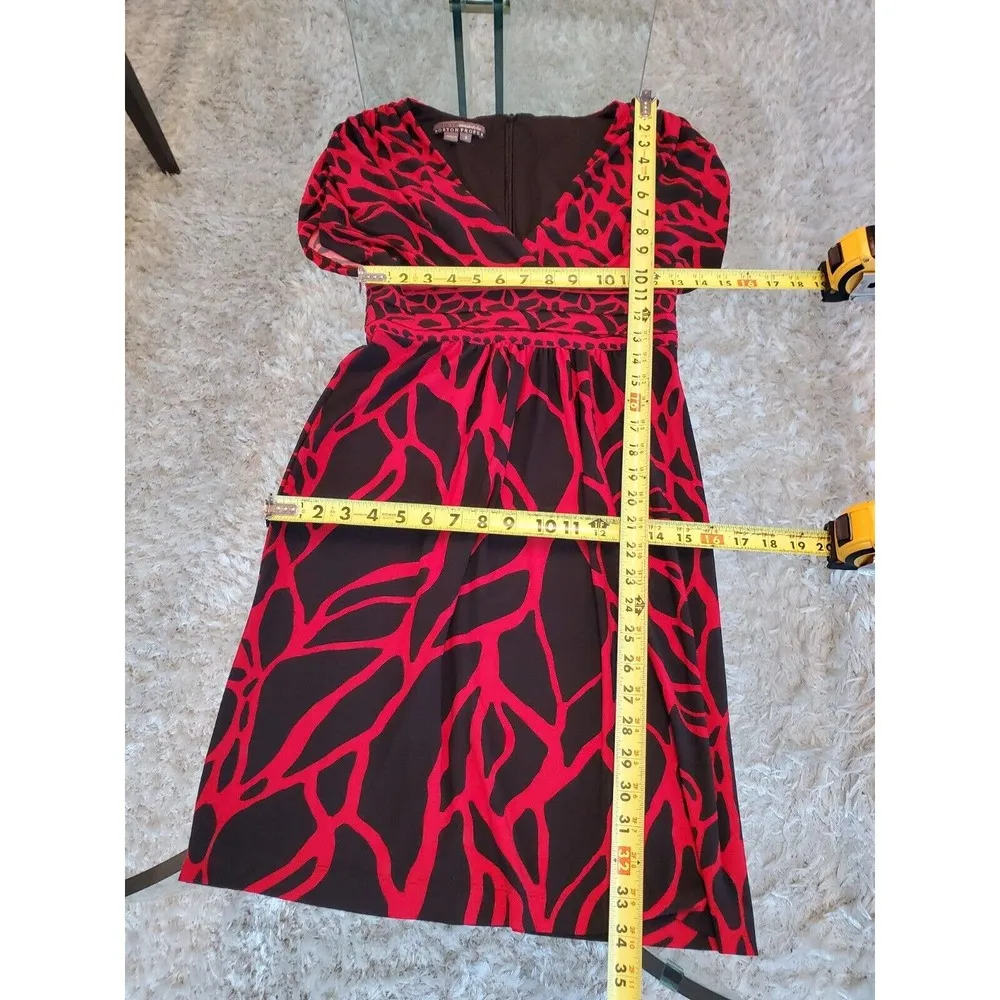 Muse Women's Black & Red Polyester Round Neck Short Sleeve Knee Length Dress 2 - Image 11