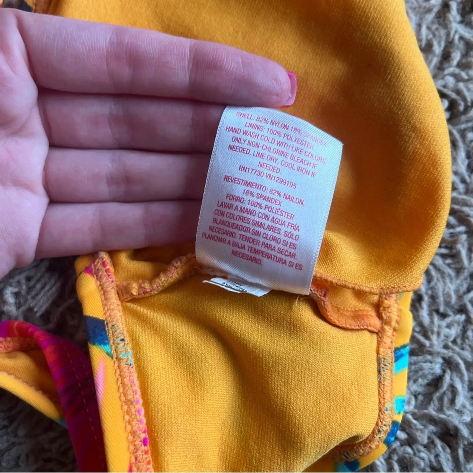 Xhilaration Pink / Orange Patterned Swim Bikini Top Size Large - Image 4