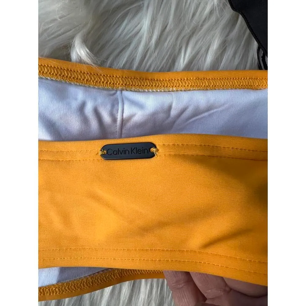 Calvin Klein Mango Wide Strap Bikini top-with Logo size Medium - Image 3